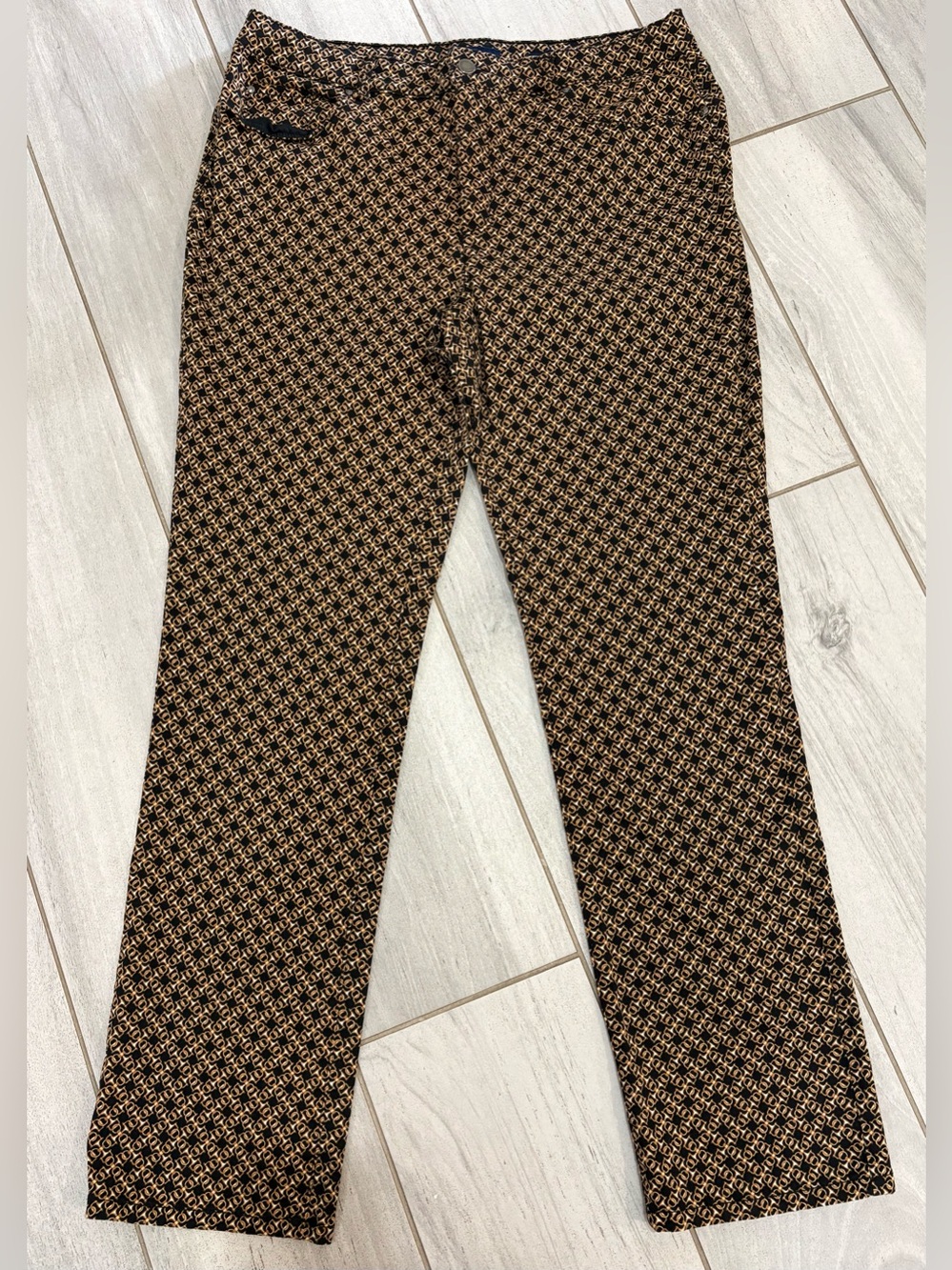 Women’s Brown Chain Patterned Knit Skinny Pants